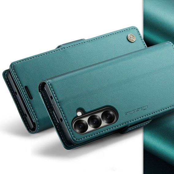 Etui z klapką CASEME do Samsung Galaxy Z Fold7 5G Litchi Wallet – zielone