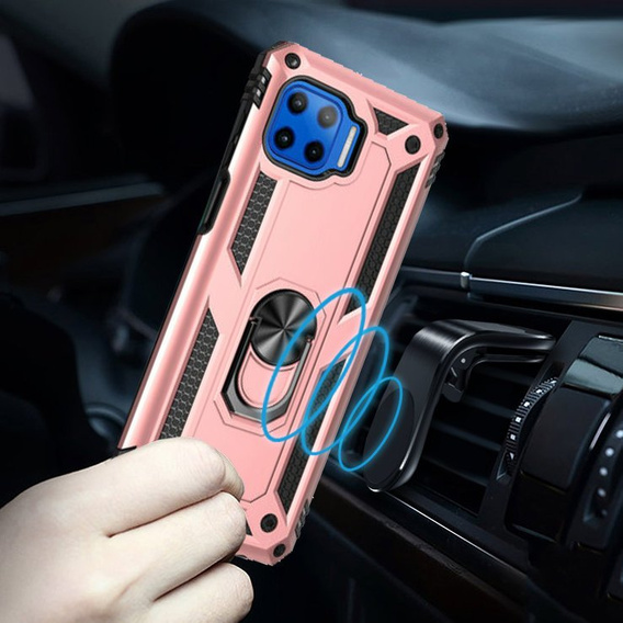 Etui pancerne do Motorola Moto G 5G Plus, Nox Case Ring, różowe rose gold