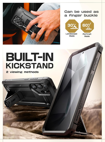 Etui Supcase do Samsung Galaxy S24 Ultra, Unicorn Beetle Pro, Czarne (2x Ramka)
