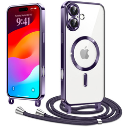 Etui do iPhone 17, Electro MagSafe, fioletowe + Smycz