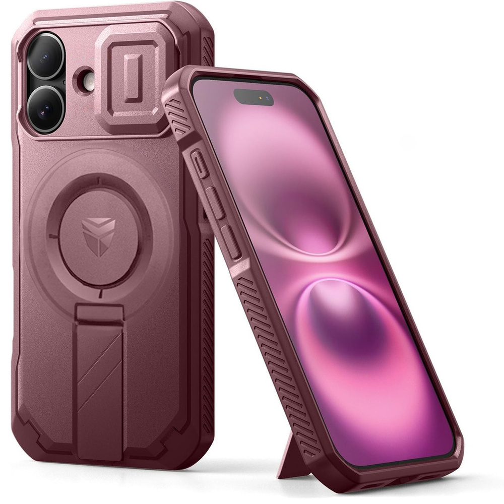 Etui Dexnor do iPhone 16 z magnetycznym mocowaniem i ochroną aparatu – czerwone