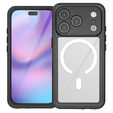 Etui Wodoodporne IP68 do iPhone 17 Pro, Redpepper, do MagSafe, przezroczyste z czarną ramką