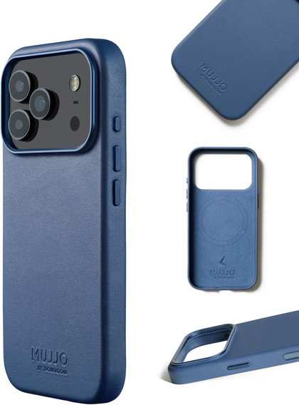 Etui Mujjo Skórzane do iPhone 17 Pro Max, MagSafe, niebieskie