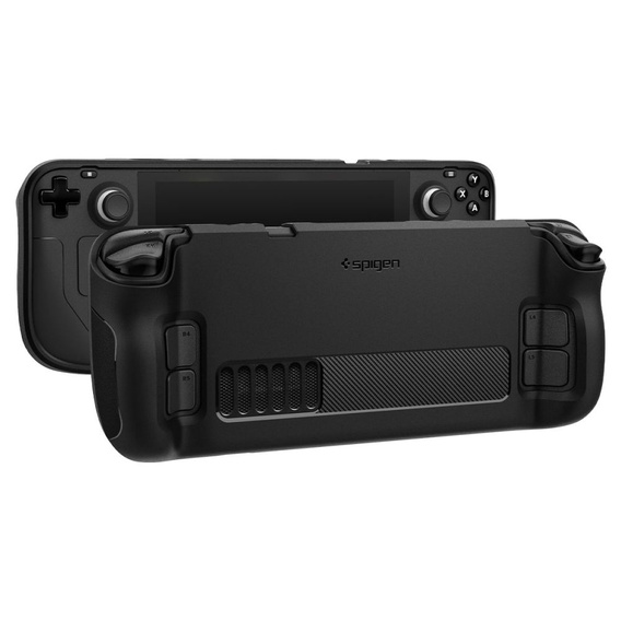 Zestaw Spigen Etui + szkło do Steam Deck, Rugged Armor, Czarne