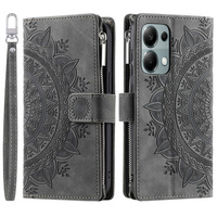 Etui z klapką do Xiaomi Redmi Note 13 Pro 4G, Mandala, szare