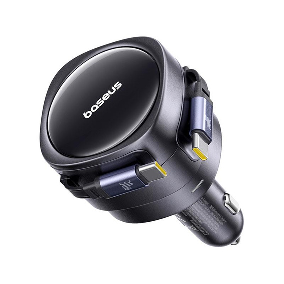 Baseus Enjoyment Max – ładowarka samochodowa 60W z dwoma kablami USB-C, kosmiczna czerń