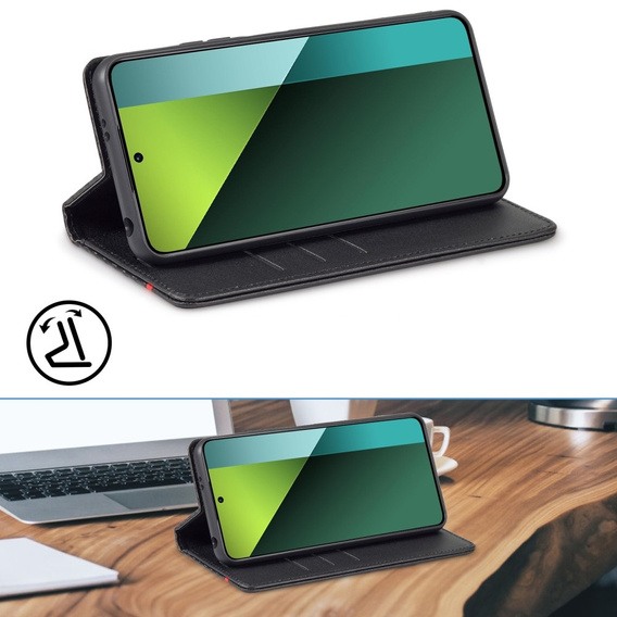 Etui z klapką do Xiaomi Redmi Note 13 Pro 4G / Xiaomi Redmi Note 14S / Xiaomi Poco M6 Pro 4G, Carbon LC.IMEEKE, czarne