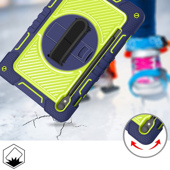 Etui do Samsung Galaxy Tab S9, Pancerne Ochronne, Niebieskie / Żółte
