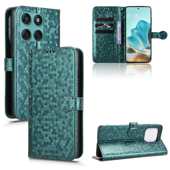 Etui z klapką do Motorola Edge 60 / 60 Fusion, Wallet Rhombus, zielone