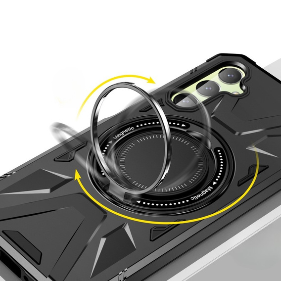 Etui do MagSafe do Samsung Galaxy A54 5G, pancerne z podstawką i blaszką do uchwytu, czarne