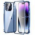 Etui do iPhone 14 Pro, Magnetic Dual Glass, niebieskie