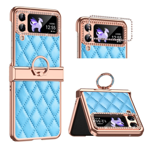 Etui do Samsung Galaxy Z Flip 4 5G, Rhombus Grid, niebieskie