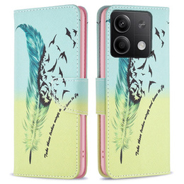 Etui z klapką do Xiaomi Redmi Note 13 5G, Wallet, Feather niebieskie / żółte