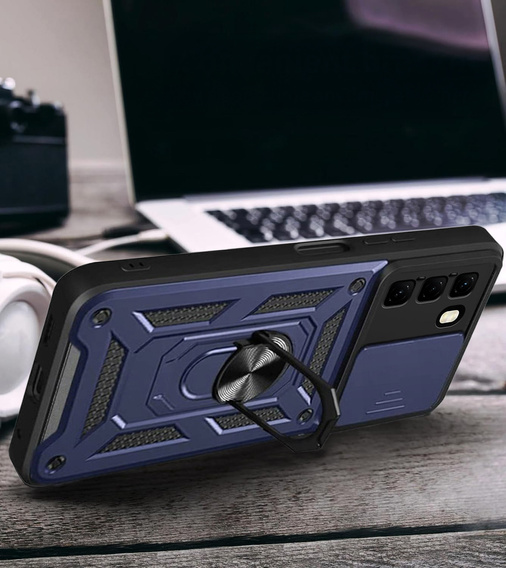Etui pancerne do Infinix Hot 50 Pro 4G, CamShield Slide, niebieskie
