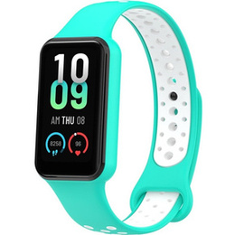 Pasek Silikonowy do Xiaomi Redmi Smart Band 2 / Xiaomi Smart Mi Band 8 Active, Turkusowy / Biały