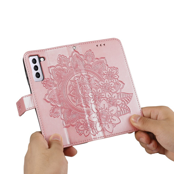 Etui z klapką do Samsung Galaxy S21 FE, Mandala, różowe rose gold