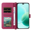 Etui portfelowe do Honor 400 Lite – różowe, z paskiem na ramię i nadgarstek, funkcją podstawki