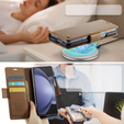 Etui z klapką CASEME do Samsung Galaxy Z Fold6 5G, Litchi Wallet, brązowe
