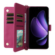 Etui z klapką do Oppo Reno 13F 5G, Crossbody Leather Wallet, bordowe