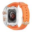 Pasek Silikonowy z Etui do Apple Watch 4/5/6/7/8/9/SE 44/45MM, Pomarańczowy / Przezroczysty