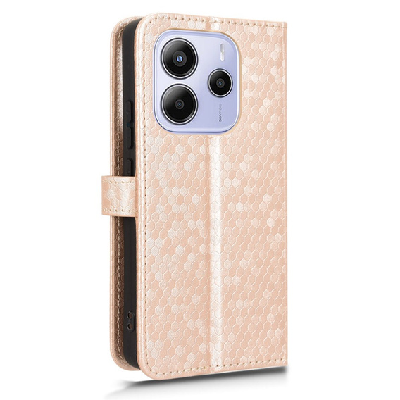 Etui z klapką do Xiaomi Redmi Note 14 4G, Wallet Rhombus, różowe
