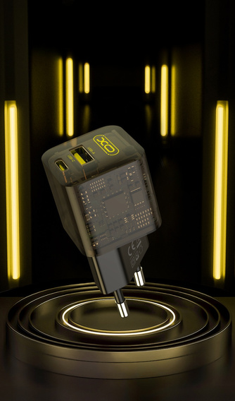 XO Clear Ładowarka Sieciowa CE05 PD 30W QC 3.0 18W 1x USB 1x USB-C, dymiona