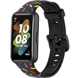 Pasek Silikonowy do Huawei Band 7, Czarny / Wielokolorowy