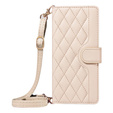 Etui z klapką do Motorola Edge 50 Neo / Motorola ThinkPhone 25, Rhombus Crossbody Leather, beżowe