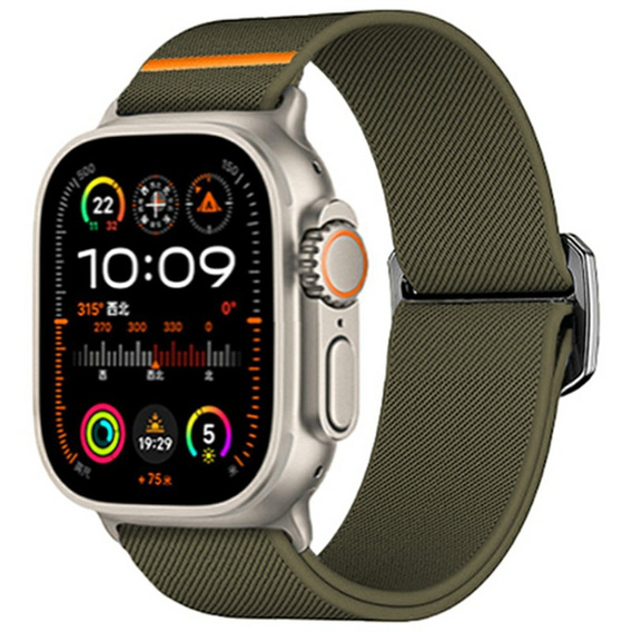 Pasek Nylonowy do Apple Watch 1/2/3/4/5/6/7/8/9/10/11/SE Ultra 1/2/3 42/44/45/46/49mm, elastyczny, Zielony