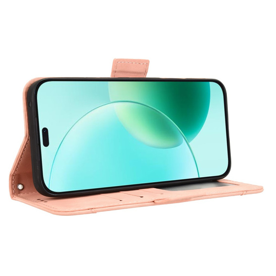 Etui z klapką do Honor 400 Lite, Card Slot, różowe