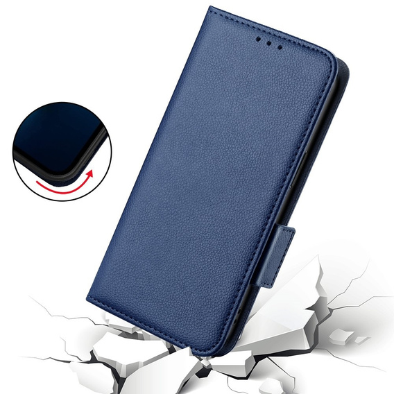 Etui z klapką do Cat S75 5G, Wallet Litchi Magnet, granatowe