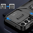 Etui do Samsung Galaxy A15, pancerne Slide Ring, czarne + szkło 9H