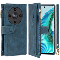 Etui z klapką do Honor Magic 6 Lite 5G, Wallet Zipper Pocket, niebieskie