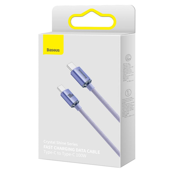 Baseus kabel Crystal Shine USB-C – USB-C 1,20 m 100 W, fioletowy