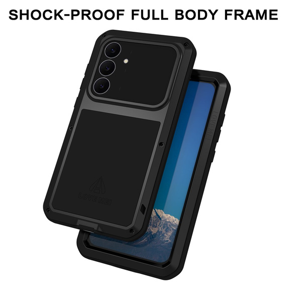 Etui Love Mei do Samsung Galaxy S25 FE, pancerne ze szkłem, czarne