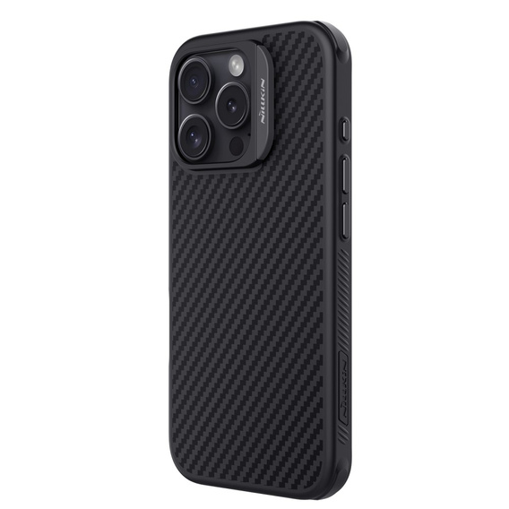 Etui do iPhone 16 Pro, pancerne Nillkin, Carbon Fiber, do Magsafe, czarne