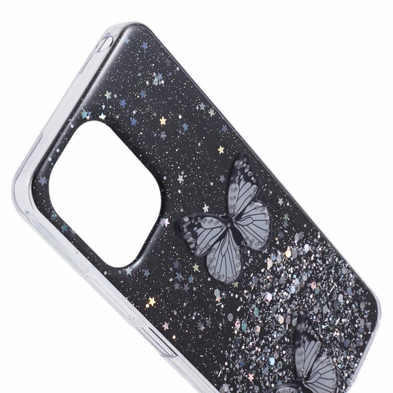 Etui do Xiaomi Redmi 13C / Poco C65, Glitter Butterfly, czarne