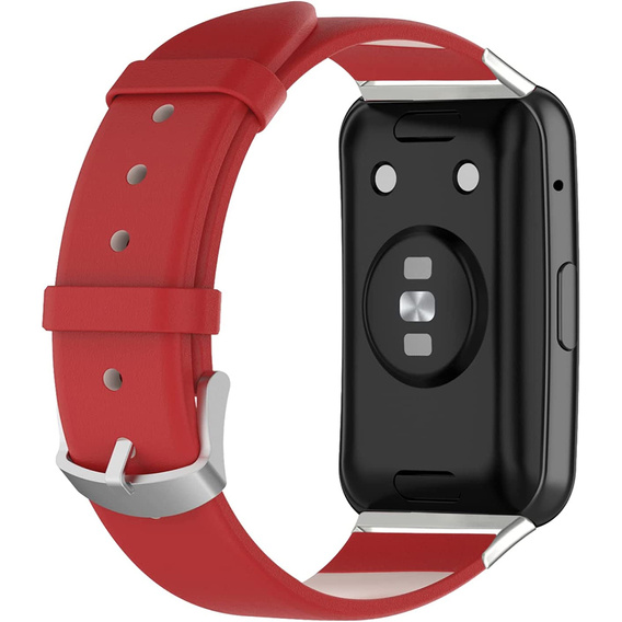 Pasek Skórzany do Huawei Watch Fit 2, Czerwony