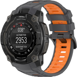 Pasek silikonowy do Garmin Instinct 3 Solar / Instinct 3 AMOLED 45mm – sportowy, szaro-pomarańczowy