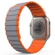 Pasek Magnetyczny do Apple Watch 1/2/3/4/5/6/7/8/9/10/11/SE Ultra 1/2/3 42/44/45/46/49mm, Szary/Pomarańczowy