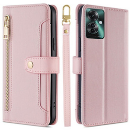 Etui z klapką do Oppo Reno 11F 5G, Wallet Zipper Pocket, różowe