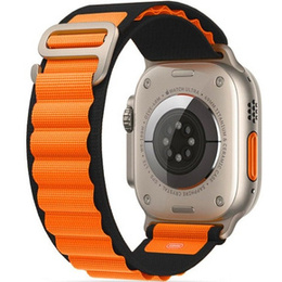 Pasek Nylonowy do Apple Watch 1/2/3/4/5/6/7/8/9/10/11/SE Ultra 1/2/3 42/44/45/46/49mm, Czarny / Pomarańczowy