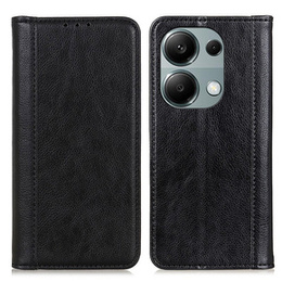 Etui do Xiaomi Redmi Note 13 Pro 4G / Xiaomi Redmi Note 14S / Xiaomi Poco M6 Pro 4G, Wallet Litchi Leather, czarne