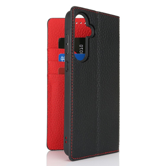 Etui z klapką do Samsung Galaxy S25+ Plus, Litchi Skin Grain, czarne
