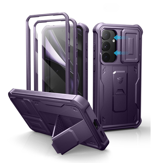 Etui pancerne do Samsung Galaxy S25+ Plus, Dexnor Full Body (Two Frames), fioletowe