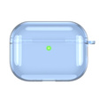 Etui silikonowe do AirPods Pro 3 z karabińczykiem, przezroczyste / niebieskie