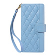 Etui z klapką do Motorola Edge 70, Rhombus Crossbody Leather, niebieskie