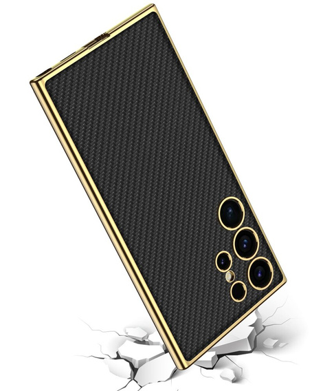 Etui do Samsung Galaxy S24 Ultra, Electro Frame Leather cover, carbon czarne