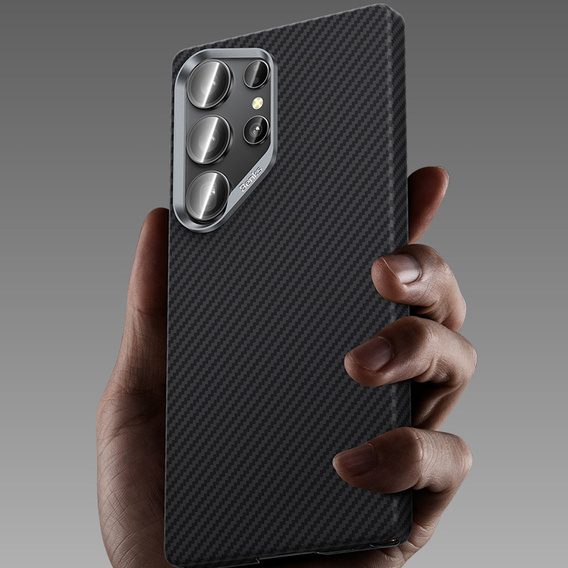 Etui BENKS Kevlar do Samsung Galaxy S25, Carbon Fiber 600D 0043, do MagSafe, czarne