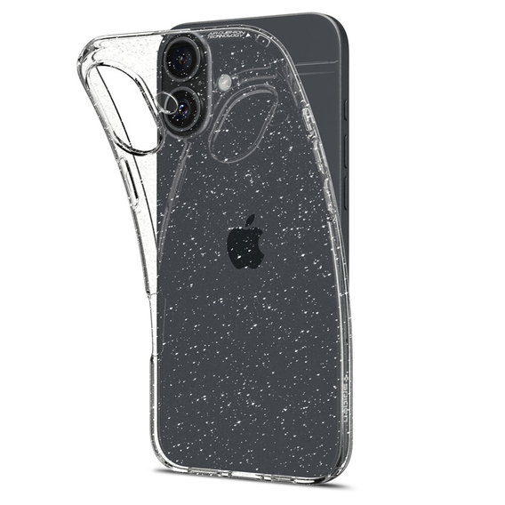 Etui Spigen do iPhone 16, Liquid Crystal, przezroczyste / brokatowe + Szkło Hartowane 9H